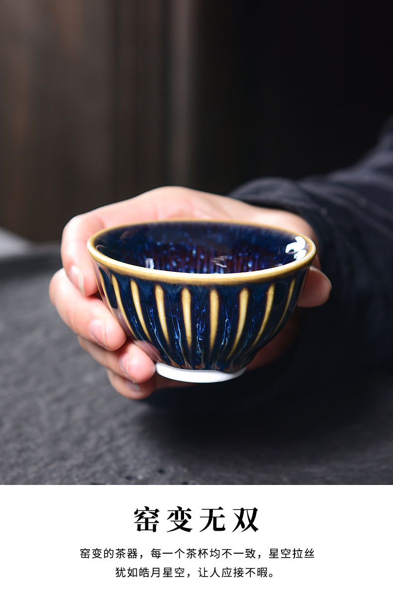 Tao blessing silver obsidian variable jingdezhen blue drawing cup home drawing star light masters cup Chinese zodiac