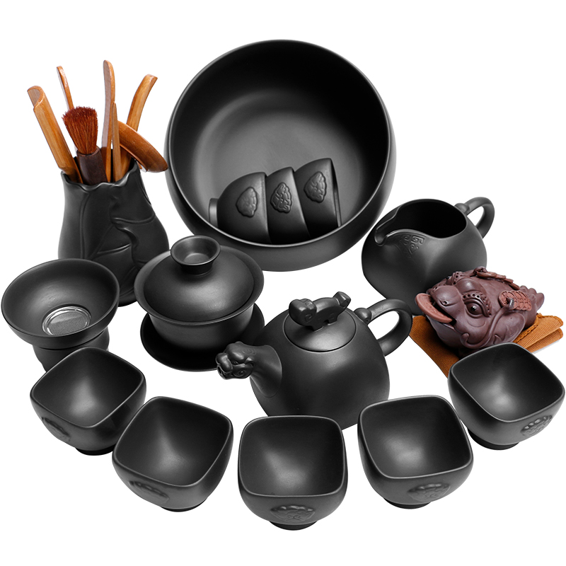 Tao blessing, violet arenaceous kung fu tea set home a whole set of black mud purple sand teapot teacup tea tea set