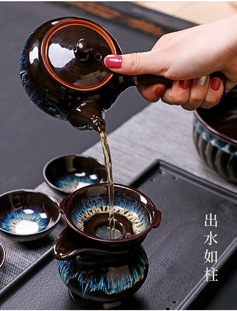 Tao blessing up built red glaze, the tea set the home of a complete set of tea sets the teapot teacup masterpieces group