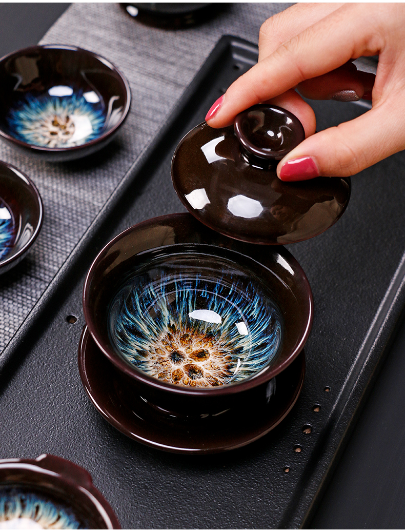 Tao blessing up built red glaze, the tea set the home of a complete set of tea sets the teapot teacup masterpieces group