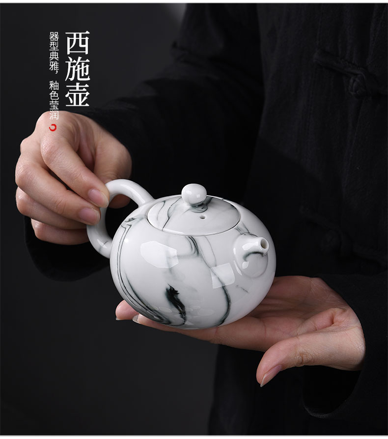 Tao blessing ink zen ceramic tea set household ink kung fu tea teapot teacup tea bag in the mail