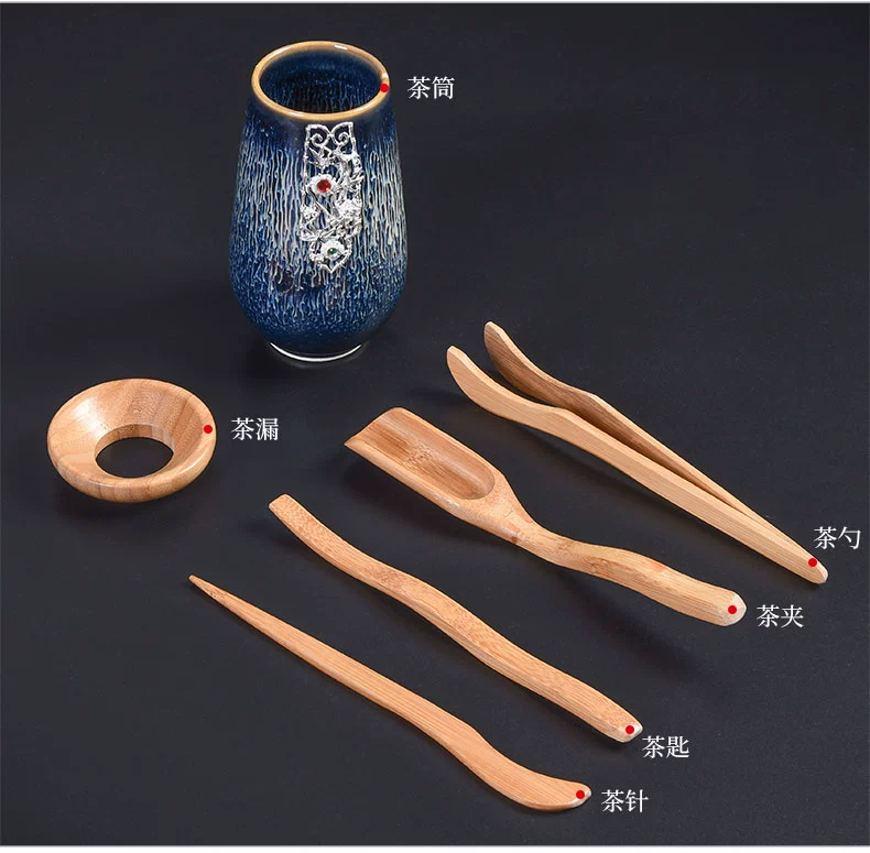 bình trà gốm Tao Fuqi handmade màu xanh chải bộ trà bộ hộ gia đình bạc bầu trời đầy sao ấm trà trà bạc bộ trà bộ bình trà 0.7 l jasmine bộ tách trà gốm sứ cao cấp
