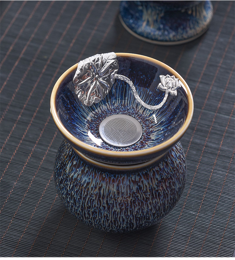 Tao blessing silver obsidian variable jingdezhen blue drawing) household drawing star light filtering group)