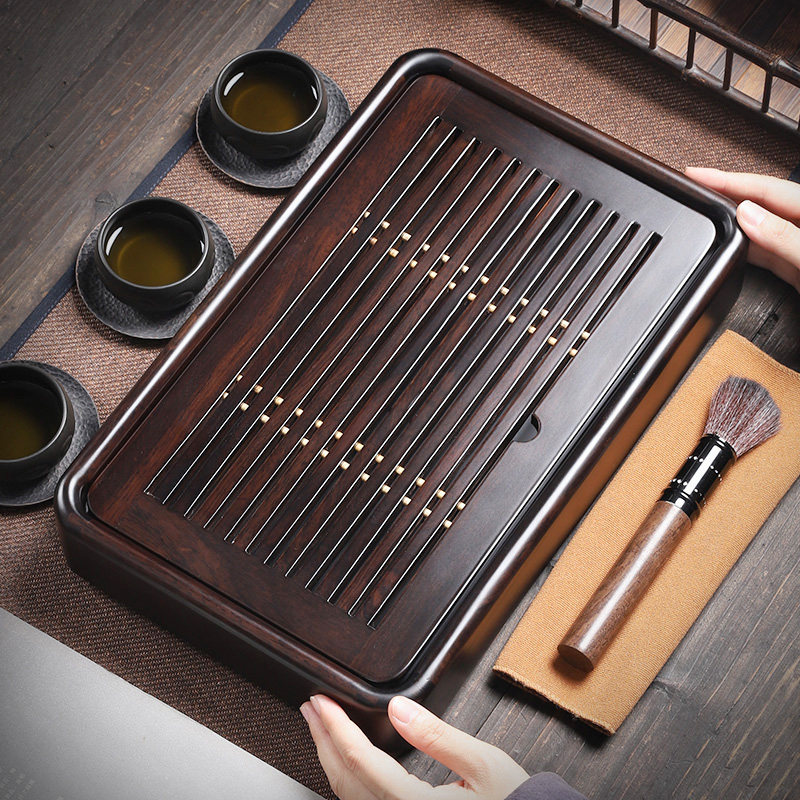 Household ebony solid wood tea tray tea table tea sea simple office water storage small tea table water cup tray