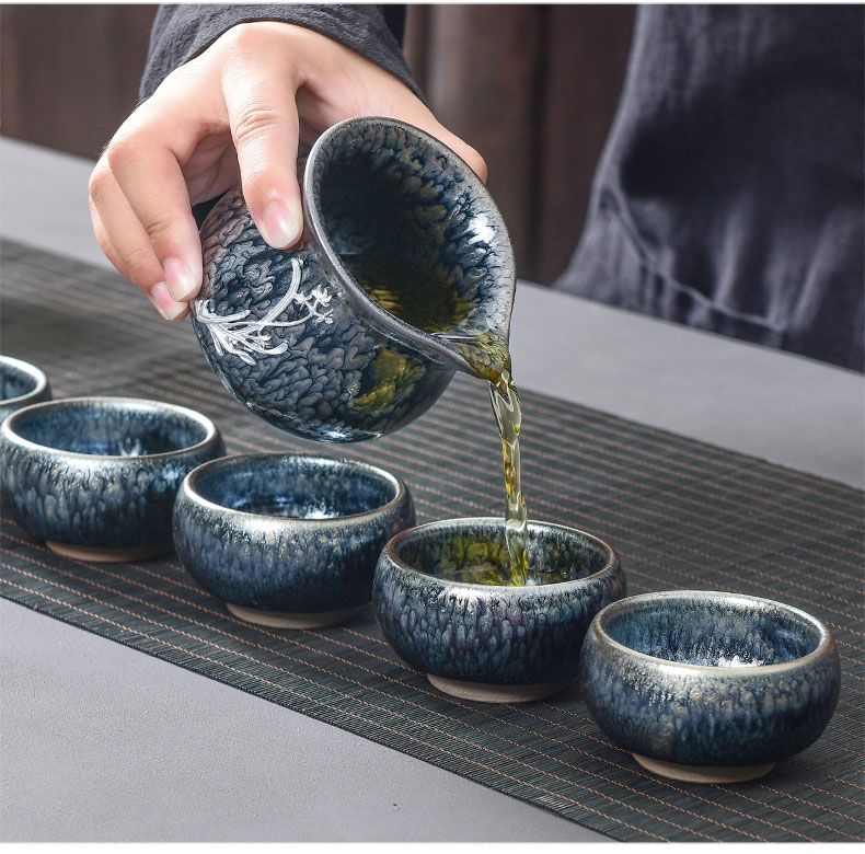 Tao blessing jianyang tire iron flowers built light tea suit household YinJian lamp that teapot teacup the silver tea sets