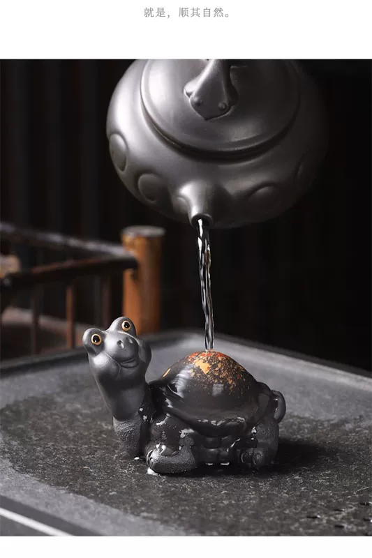 Yixing đất sét màu tím trà thú cưng chung rùa đồ trang trí Zen thủ công điêu khắc Zen trà đạo phòng trà trà thú cưng đồ trang trí trà chơi