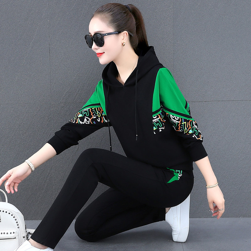 Sportswear Suit Women Spring Autumn 2022 New Fashion Tandem Hat Sportswear loose Korean version printed Leisure Two-style tides