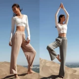 Осенний комбинезон для спортзала, штаны для отдыха, для бега, высокая талия, свободный прямой крой