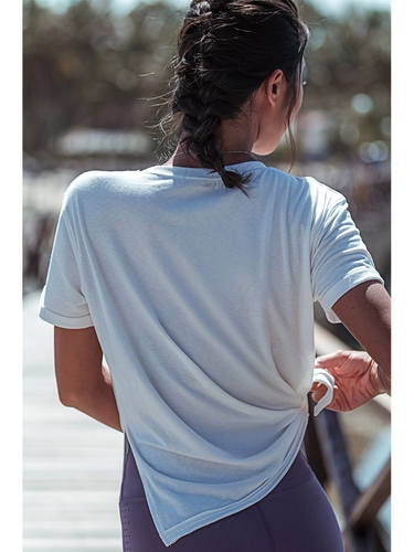 Быстросохнущая спортивная футболка для тренировок, летняя одежда для йоги для спортзала, для бега, короткий рукав, свободный крой