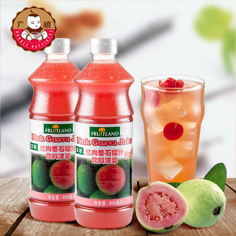 Fulian Red Meat Guava Juice 850ml Red Guava Concentrated Fruity Berry Juice Drink Milk Tea Shop Special