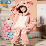 Демисезонная коралловая бархатная детская мультяшная фланелевая пижама, увеличенная толщина, подходит для подростков