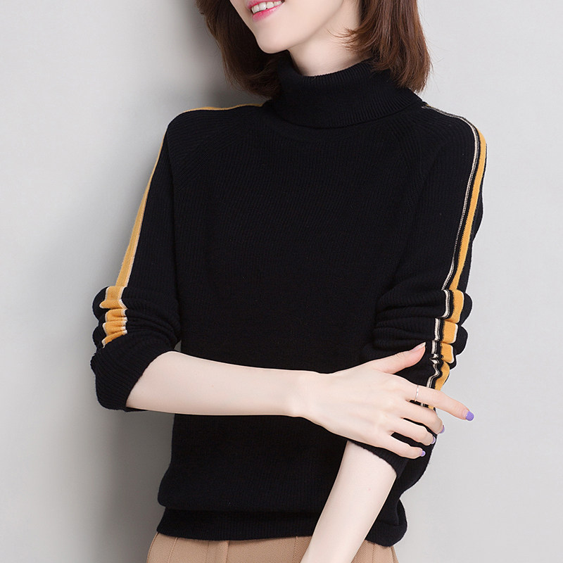 Turtleneck sweater women's slim fit autumn and winter new black pullover pure wool sweater women's inner knitted bottoming shirt women's long sleeves