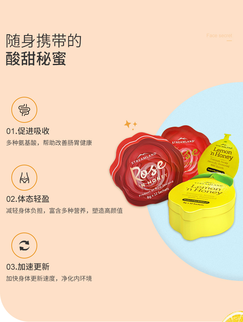新西兰进口 新溪岛 便携水果蜂蜜 12片/盒 够吃1个月 排毒养颜润肠 图5