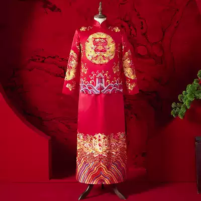 Xiuhe clothing groom toast 2020 new wedding dress Chinese men's clothing Tang costume retro show Kimono Dragon Phoenix hanging