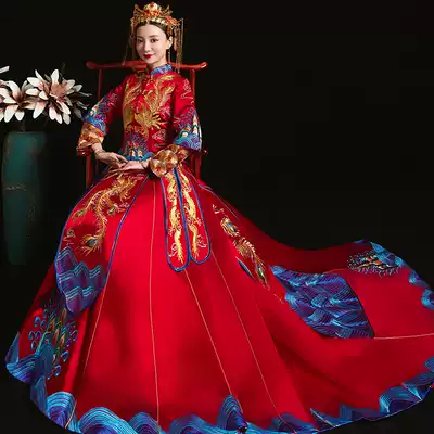 Xiuhe clothing 2021 new wedding Chinese wedding dress trailing Feng Guanxia Xiuhe kimono female bride dragon and phoenix hanging