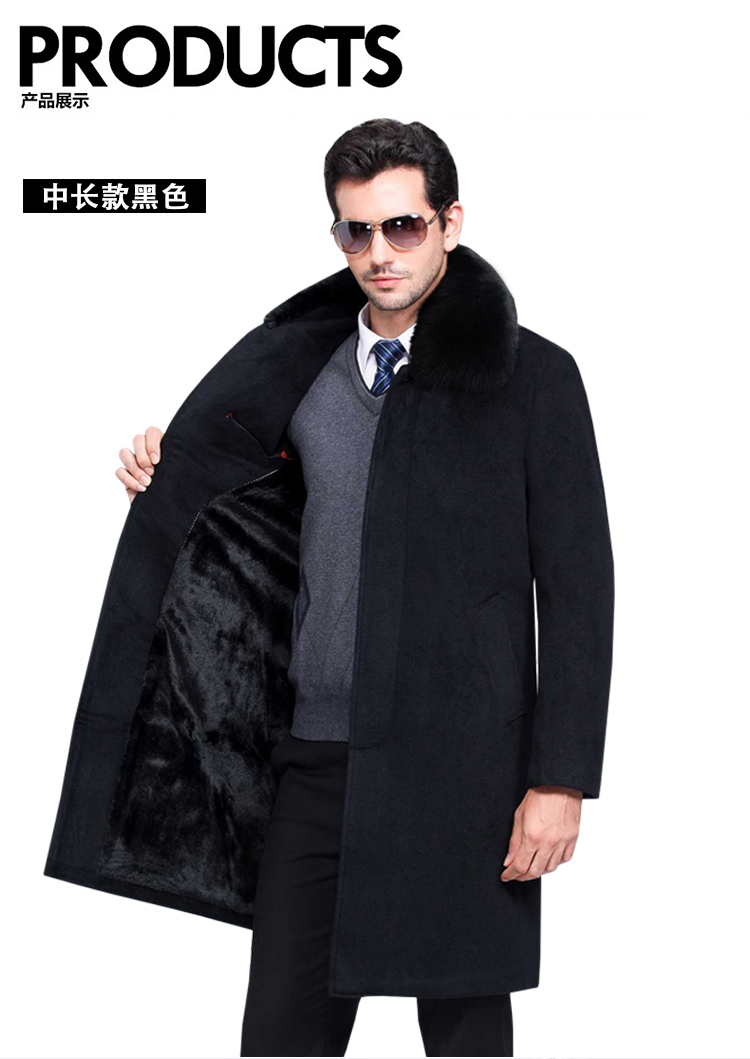 Playboy thương hiệu của người đàn ông áo len mùa đông cashmere coat trung niên cộng với nhung dày lên daddy coat