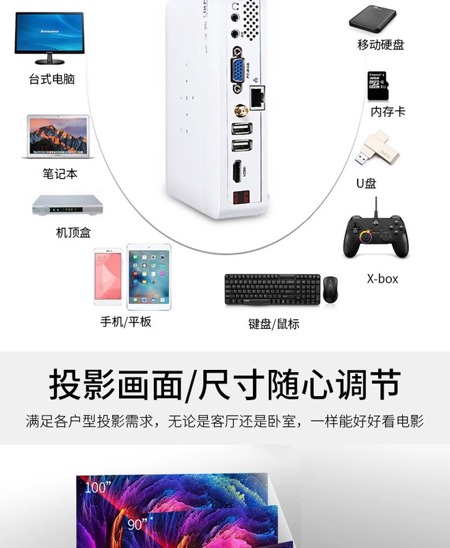 Thunderbolt DLP800 máy chiếu nhỏ mini Văn phòng không dây wifi HD 1080P micro 3D rạp hát tại nhà Máy chiếu di động Không có TV màn hình