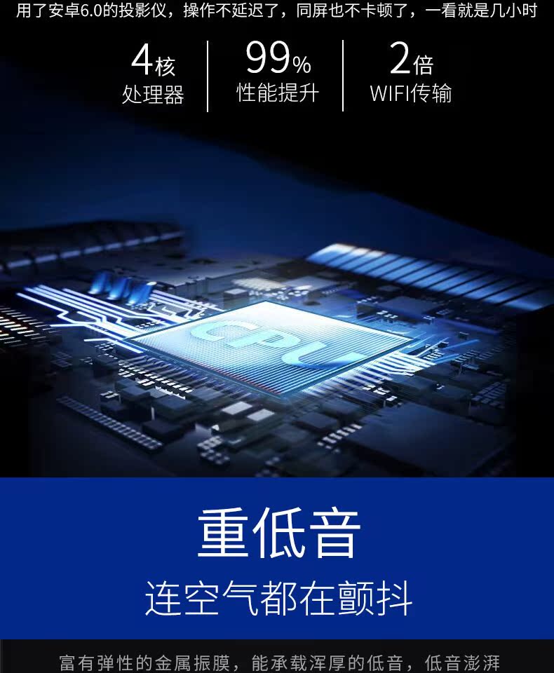 Máy chiếu mới Thunderbolt 2018 Home Office HD 1080P không dây wifi 3D rạp hát tại nhà thông minh Máy chiếu giảng dạy nhỏ Mobile Android Apple 4K không có TV màn hình