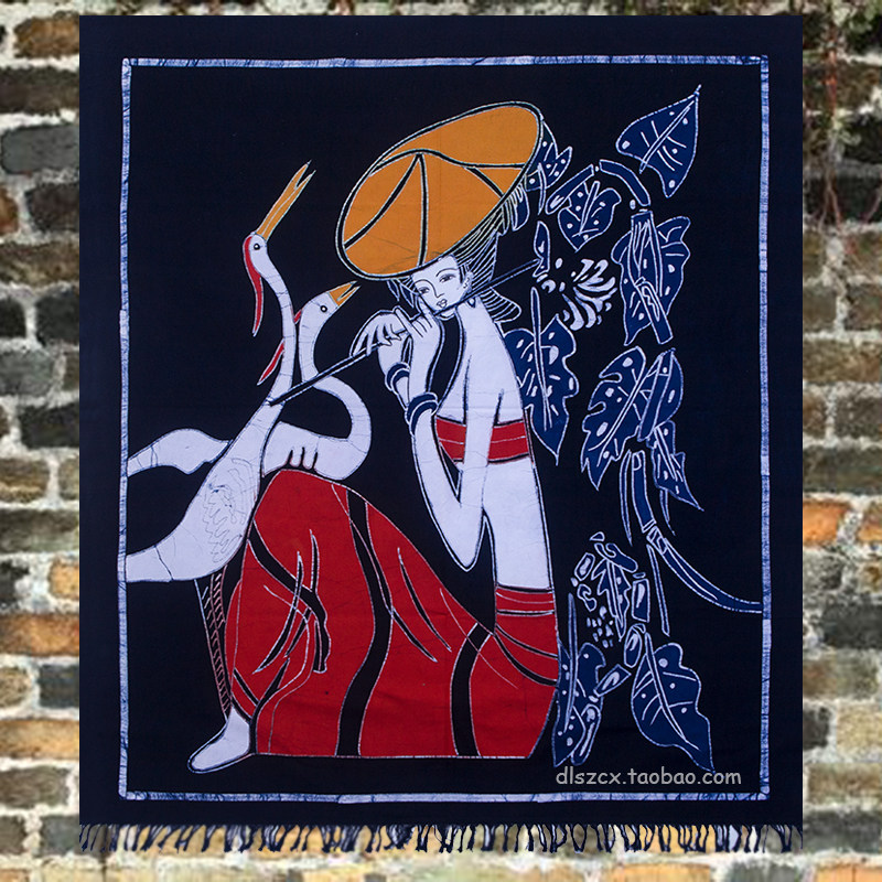 Yunnan Dali Miao handicrafts a small number of batik painting ethnic style fabric feature painting wall decoration hanging ornaments