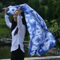 Yunnan specialities Specialty White Ethnic Group Handmade Grass Wood Dyed Sky Blue Individuality Ethnic Style Shawl Scarves