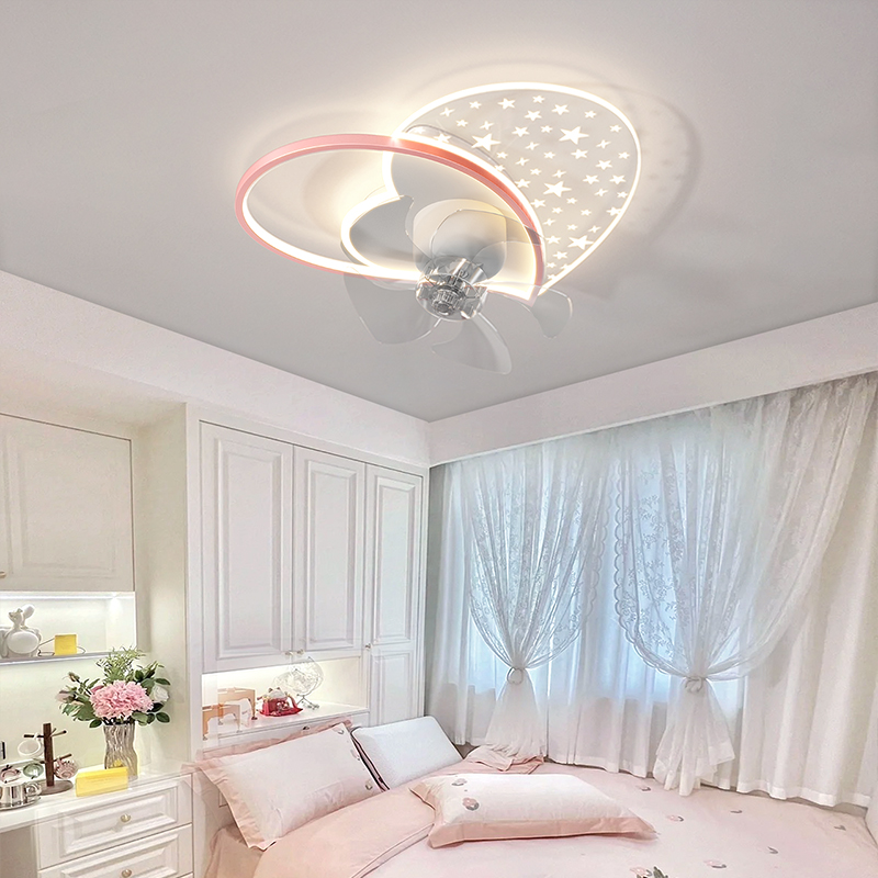 Bedroom rotating fan lamp simple modern LED ceiling lamp Nordic warm romantic love children's room lamps