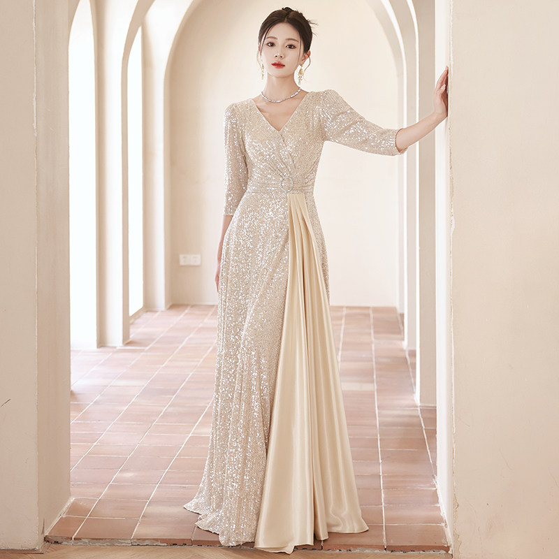 Champagne-colored evening gown, new for 2024. exuding sophistication and  understated luxury, this unique and high-