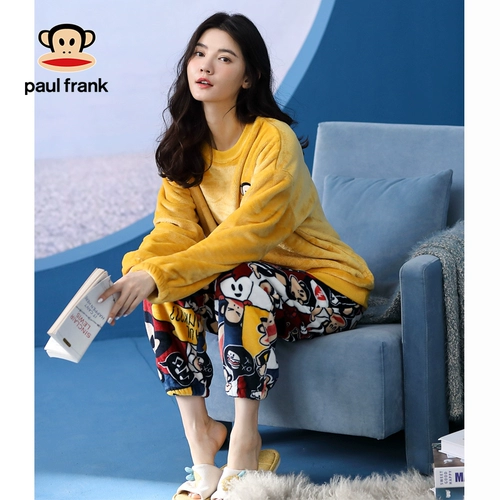 Коралловая бархатная демисезонная мультяшная пижама, милый фланелевый зимний комплект, увеличенная толщина