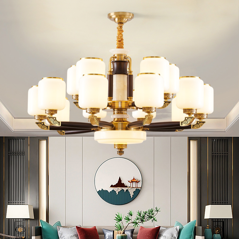 New Chinese Style All-Copper Chandelier Living Room Lamp Chinese Style Atmospheric Solid Wood Restaurant Main Lamp Villa Duplex Floor Hall Lamps New Chinese Style All-Copper Chandelier Living Room Lamp Chinese Style Atmospheric Solid Wood Restaurant Main Lamp Villa Duplex Floor Hall Lamps