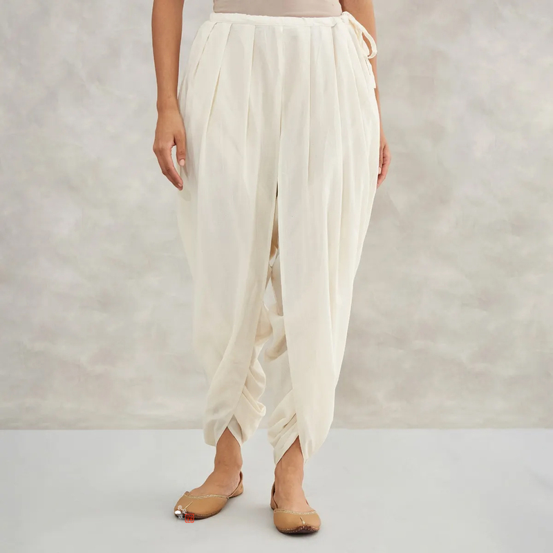 [in Stock] Isha Women's Organic Cotton Yoga Pants Beige Harem Pants Undyed Classic Dhoti Bloomers