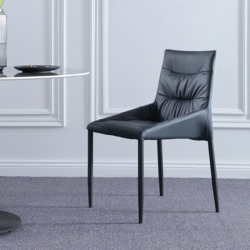 Dining chair backrest home light luxury negotiation dining room desk stool simple modern creative metal Nordic leather chair