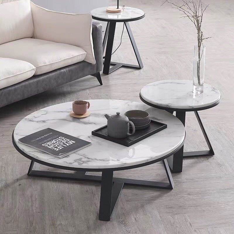 Nordic light luxury round coffee table modern minimalist marble geometric coffee table home small apartment size coffee table combination