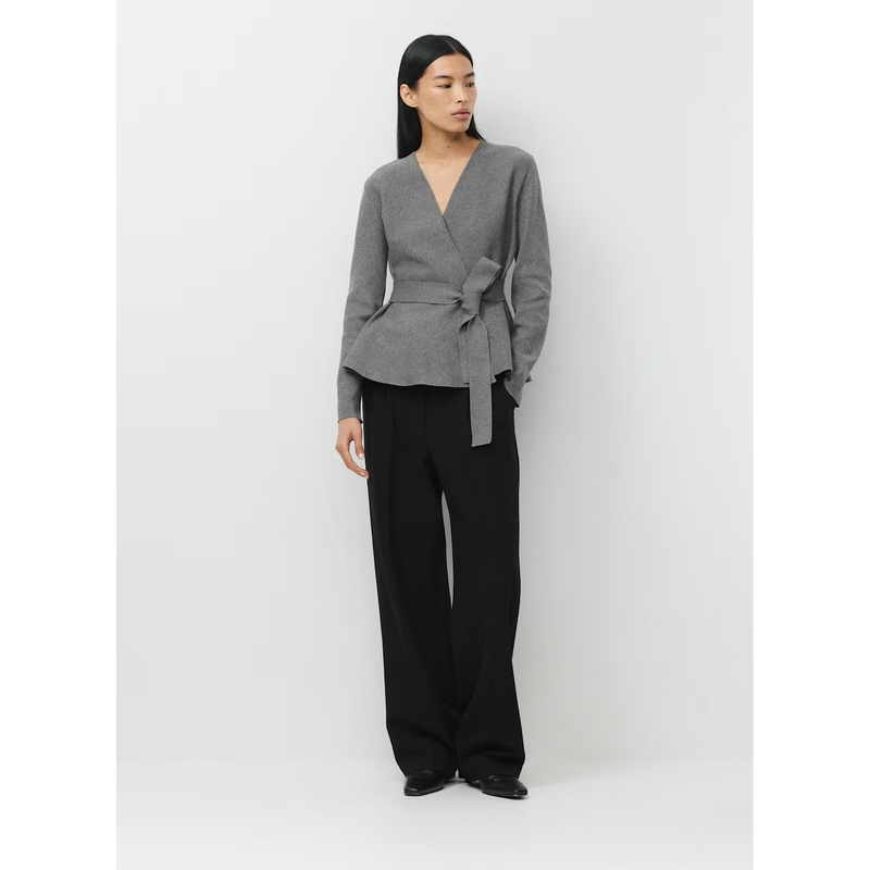 Aritzia Babaton Lace-Up Knitted Cardigan for Women, V-Neck, Waist-Cinching, Long-Sleeved, Elegant and Slimming Commuter Jacket