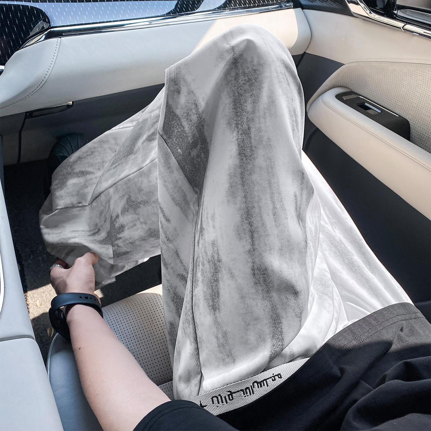 扎染速干休闲裤子男款夏季薄款宽松直筒冰丝裤男生潮流垂感阔腿裤