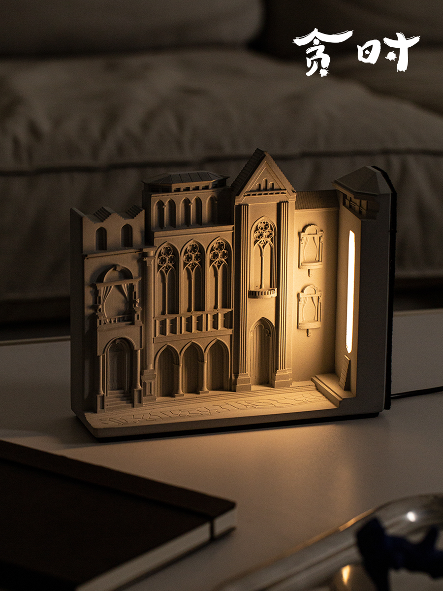 Greedy original creative cement table lamp European-style building bedside corner atmosphere lamp designer gift decoration night lamp