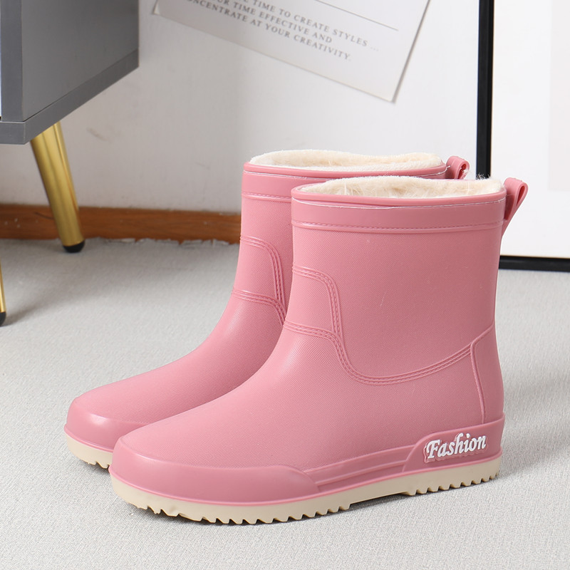 Lady Rainshoe Short Short Short Boots Woman-style Water Shoes plug-in Water Shoes Heating and anti-slip cleaning Work Kitchen Shoes