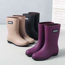 Fashion rain shoes womens short water shoes adult Japanese rain boots low-top waterproof overshoes non-slip plastic shoes plus Velvet