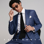 Full Monty Ý Nhập khẩu VBC len Hidden xanh Shark Skin Suit nam Business Suit