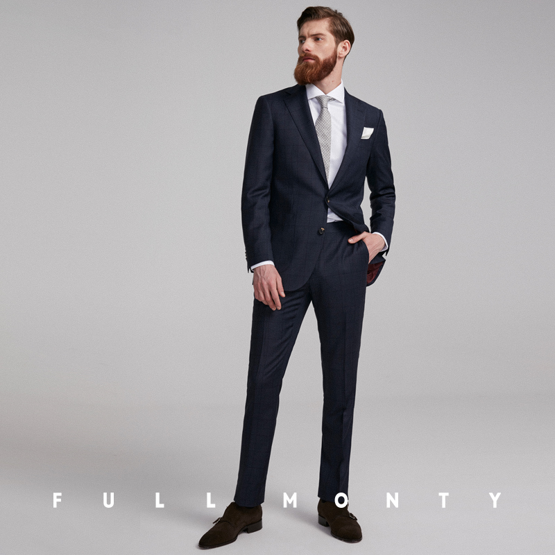 Full Monty Tây Tạng màu lục lam đậm kẻ sọc nhập khẩu cao ngành kinh doanh phù hợp với nam giới và phù hợp với chuyên môn giải trí