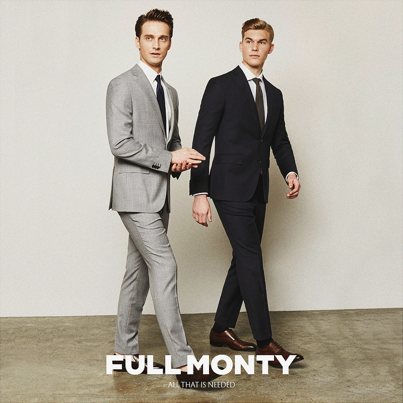 FULL MONTY wool suit suit suit men business dress black slim wedding groom gray suit