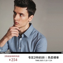 FULL MONTY BLUE PLAID LONG SLEEVE SHIRT MENs COTTON BUSINESS SLIM CASUAL FORMAL SHIRT Summer