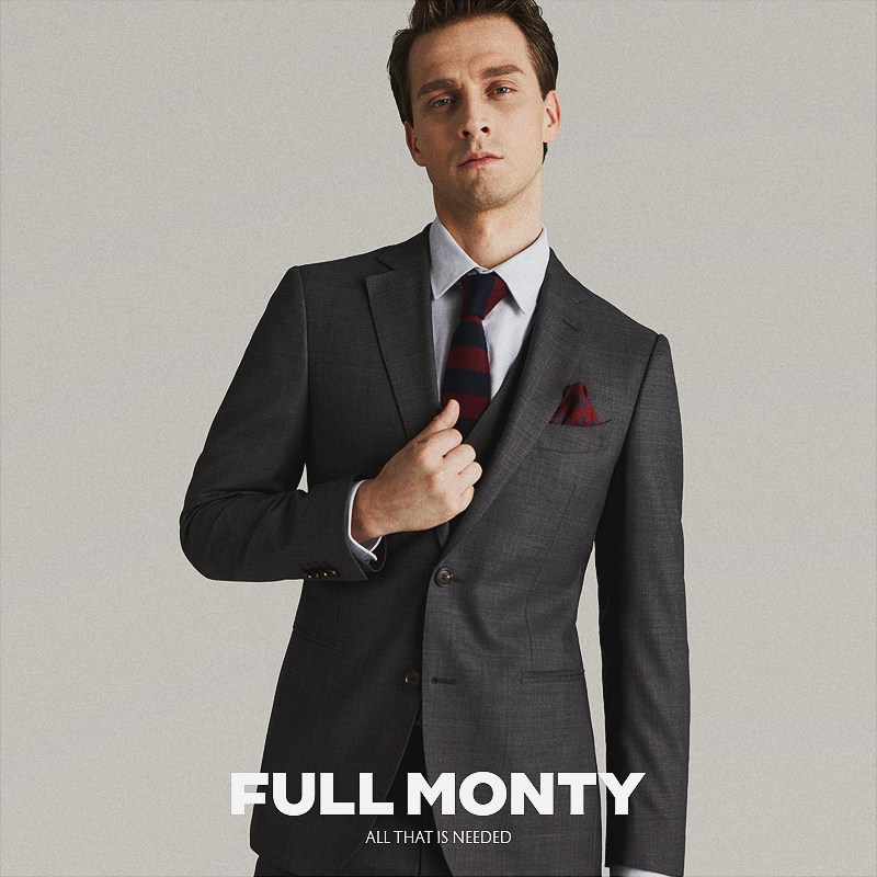 FULL MONTY Men's wool suit suit Business professional formal dress Groom Wedding dress Casual suit
