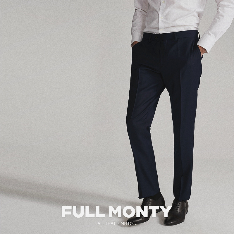 FULL MONTY wool trousers men's business casual hanging suit pants straight slim fitting trousers autumn