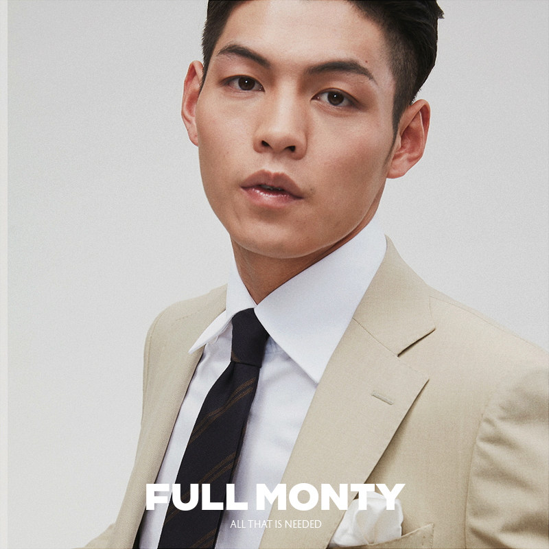 FULL MONTY suit suit men's beige wool groom suit business casual slim formal dress spring summer