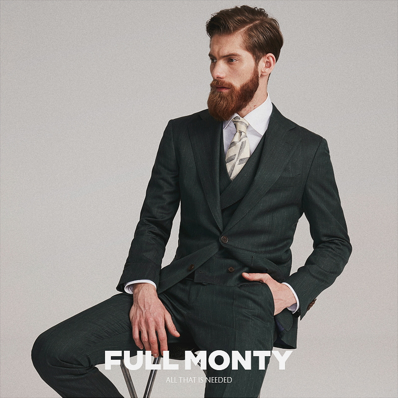 FULL MONTY suit suit suit men Business casual slim vintage wool suit spring autumn linen dress