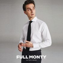 FULL MONTY mens cotton long sleeve shirt business casual slim formal suit white shirt spring and autumn