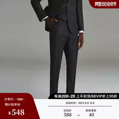 FULL MONTY GRAY PENCIL PATTERN trousers BUSINESS CASUAL MEN's FORMAL SLIM STRAIGHT wool SUIT pants