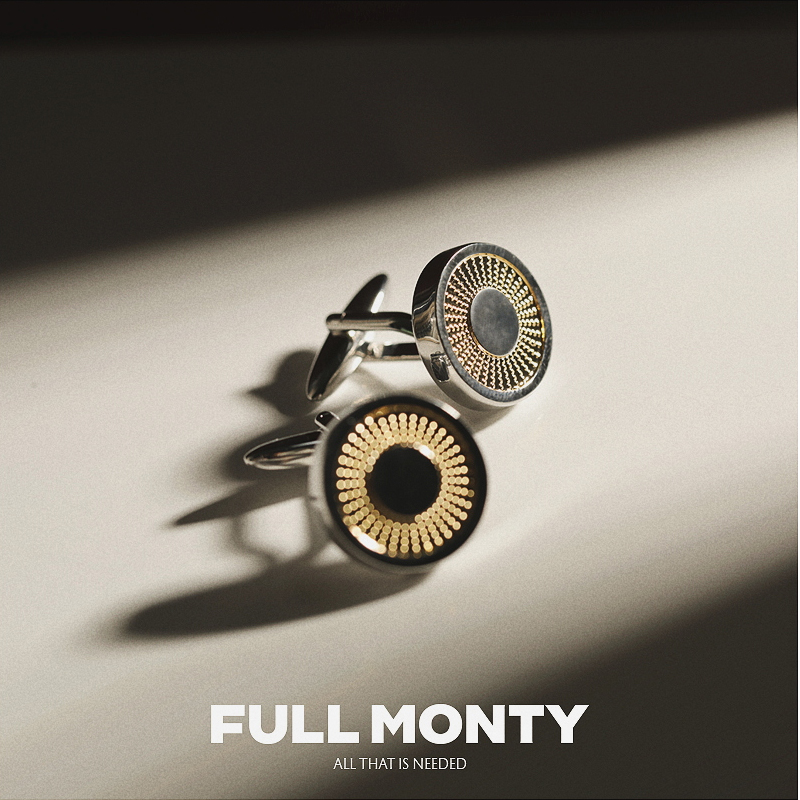 FULL MONTY WHITE STEEL GOLD TEXTURE Cufflinks MEN's BUSINESS French Casual Shirt SLEEVE NAILS GIFT BOX