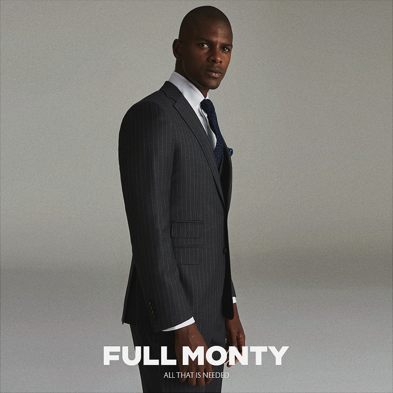 FULL MONTY striped suit set men's business casual professional gray suit wedding groom spring and autumn season