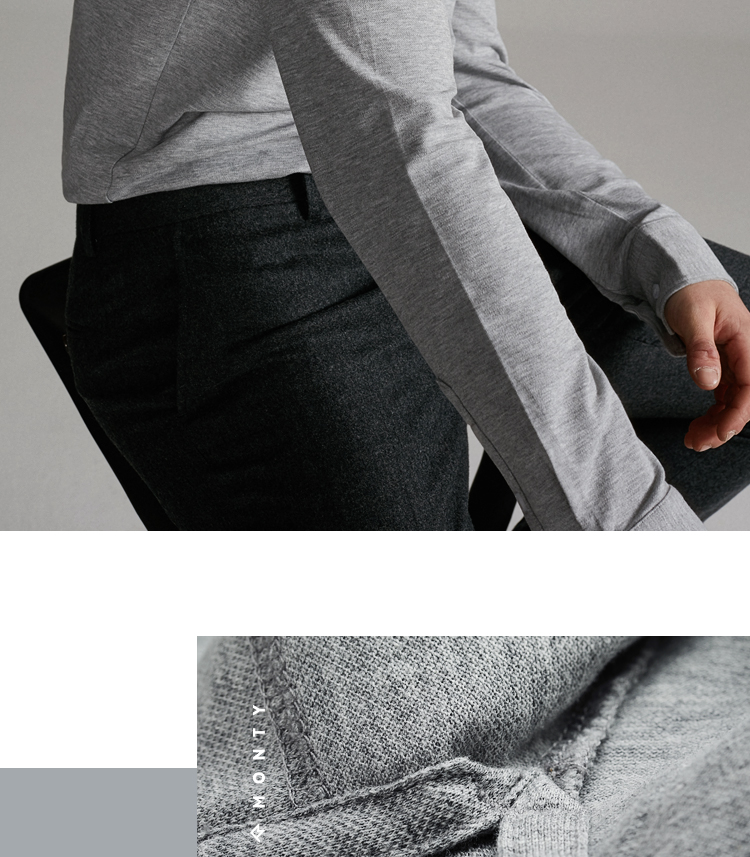 ĐẦY ĐỦ MONTY mới màu xám nhạt ve áo dài tay áo thun nam kinh doanh thời trang giản dị áo sơ mi POLO mỏng áo polo ralph lauren