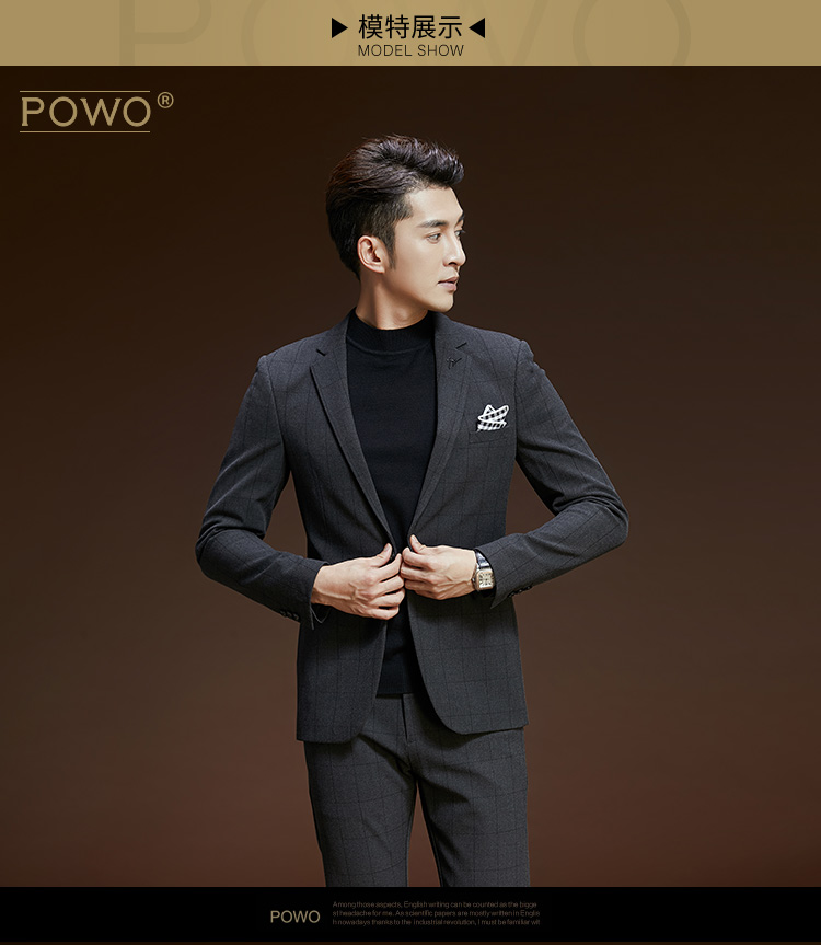 POWO phù hợp với nam phù hợp với chú rể chú rể quần áo váy cưới Slim kinh doanh váy thanh niên phù hợp với đám cưới áo thun nam